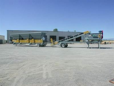 Rock Systems 802 Portable Pugmill Plant & 3 Bin Blending Hopper