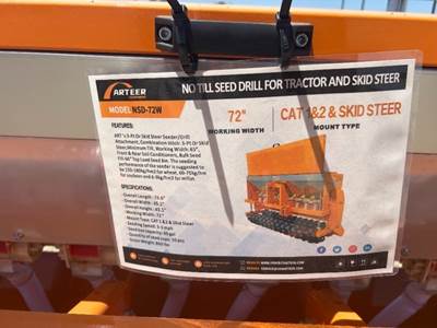2026 ARTEER NSD-72W NO-TILL SEED DRILL ATTACHMENT --(LOCATED IN MADERA, CA)--