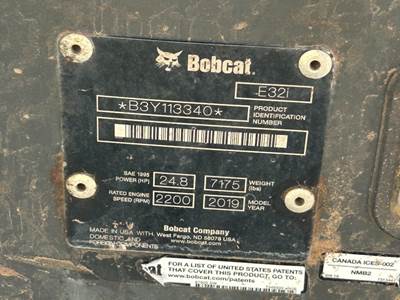 2019 BOBCAT E32I MINI HYDRAULIC EXCAVATOR