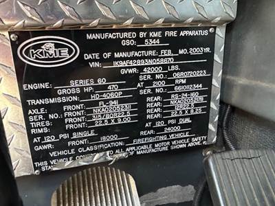 **2003 KME FIRE TRUCK