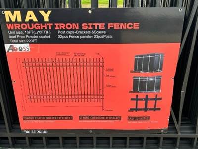 APPROX. (22) 2026 ABOSS 10'X6' WROUGHT IRON SITE FENCE PANELS