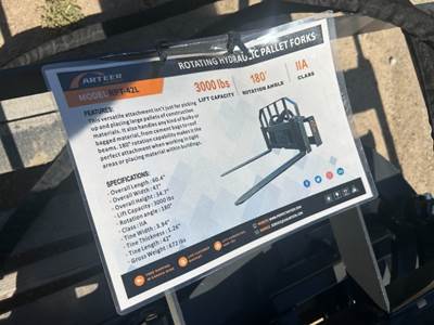 2026 ARTEER RPT-42L ROTATING FORK ATTACHMENT --(LOCATED IN MADERA, CA)--