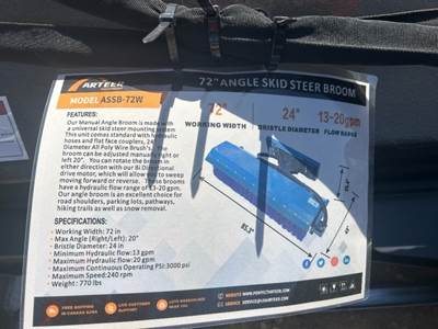 2026 ARTEER ASSB-72W 72" ANGLE BROOM ATTACHMENT --(LOCATED IN MADERA, CA)--