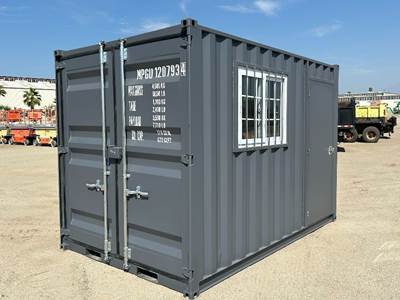 2026 12' STORAGE CONTAINER, front door w/lockbox, side door. --(LOCATED IN COLTON, CA)--