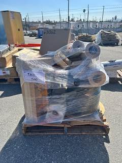 ROLLS OF PROTECTIVE PAPER, ROLLS OF PLASTIC, STAINLESS STEEL CONDIMENT PUMPS, CORDLESS LEAF BLOWER, SPOOLS OF CABLE  --(LOCATED IN COLTON, CA)--