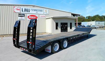 Pitts 35 Ton Lowboy Trailer - Contractor Special Neck, Spring Assisted Ramps, Beavertail