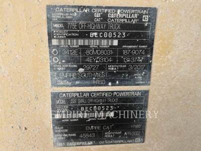Caterpillar 775E Rigid Mining Dump Truck