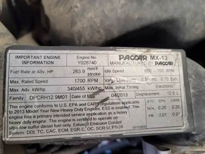 Paccar MX-13 Engine for a 2014 Kenworth T680
