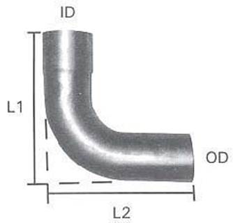 90% Elbow 5" Id /5"OD Aluminized 16" Leg