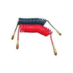 Tractor Trailer 15' Coil Air Line Set.  Coiled Air Sets Coiled Set Red & Blue