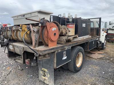 Used Flatbed With Tanks. Lube Truck With Reels. Less Air Compressor