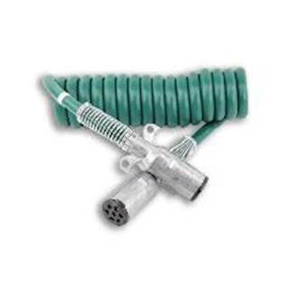 12' 7-Way Green Abs Coiled Cable Electrical Cord