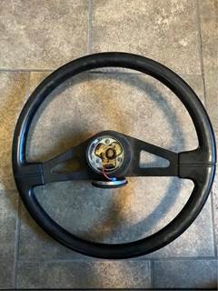 Good Used Black 2 Spoke Steering Wheel/ Universal. .98 Inside Spline Diam. Fits