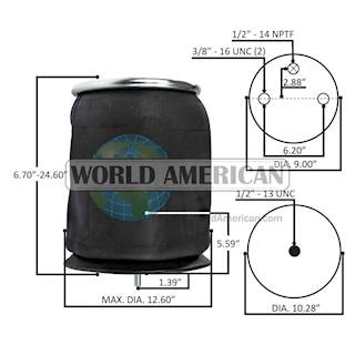 New Air Bag Fits Multiple Applications. Bottom Plate Alignment: Parallel Bottom