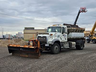2013 Mack Granite GU712 Plow / Spreader / Hooklift Truck w/ Dumpster & Flatbed