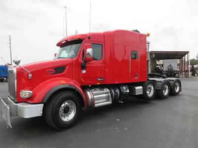 Peterbilt 567 Tri Axle Sleeper Semi Truck - 80" Mid Roof Sleeper, Cummins 500HP, 18 Speed Manual