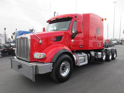 Peterbilt 567 Tri Axle Sleeper Semi Truck - 80" Mid Roof Sleeper, Cummins 500HP, 18 Speed Manual