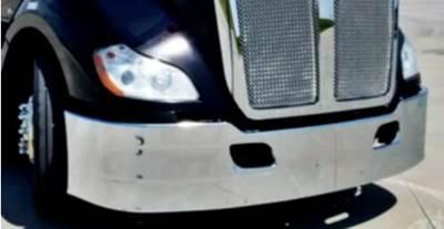 17" Chrome Kenworth T680 Bumper Without Foglights. No Cut- Out For Sensor