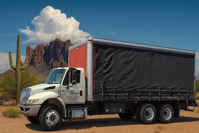 International DuraStar 4400 Curtain Side Truck - Cummins, 5 Speed Allison Rds Automatic