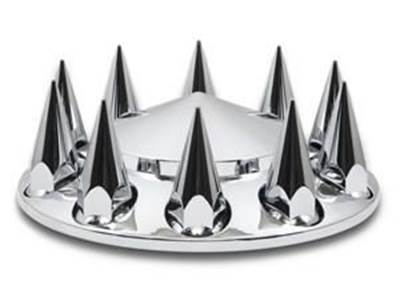 Front Abs Axle Cover With Removable Hub Cap And 10 Threaded Nut Cover   Chrome