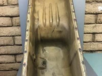 Used Cummins Isl Oil Pan Part Number 3944258. Dent On Bottom Of Oil Pan