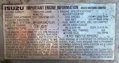 Parts Engine ** Isuzu 4HK1TC, 5.2L, 190HP, Egr, Dash Miles: 308,008