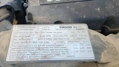 Used, Paccar MX-13, 510HP, Egr, Dpf, Def, Epa 21, Bearings Inspected, Top End