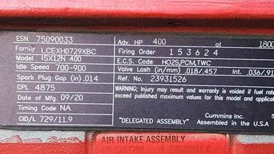 Used Cummins ISX 12 Natural Gas 400 hp **Pending Inspection**