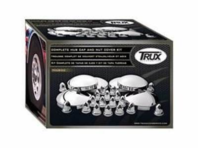 Complete Chrome Hub Cap & Chrome Plastic Abs Nut Cover Kit.  Designed To Fit