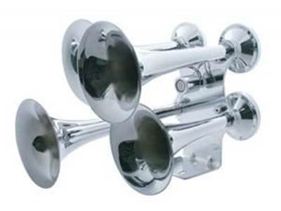 4 Trumpet Chrome Train Horn  -Sound Output: 155db +-10db*  -12V Heavy Duty