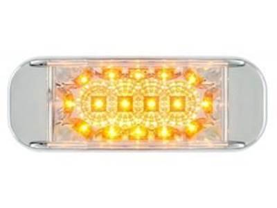 16 Led Rectangular Marker Light With Reflector And Chrome Bezel  Amber Led w/