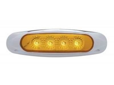 4 Led Reflector Clearance/Marker Light With Chrome Plastic Bezel-Amber Led w/
