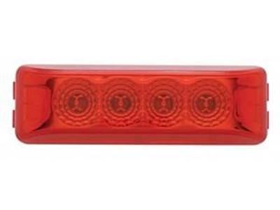4 Led Rectangular Clearance/Marker Light With Reflector  Red Led w/ Red Lens