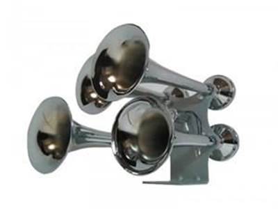 Compact Extra Loud 4 Bell Chrome Train Horn (140-145 Decibels)