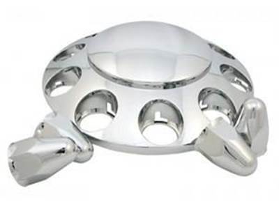 Chrome Plastic Abs Front Hub Cover With Removeable Hubcap & 10 x 1 1/2 Push-On