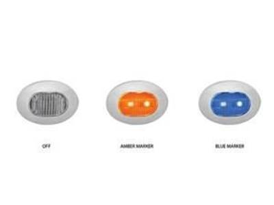 Mini Oval Button Dual Flatline Amber Marker / Blue Marker Led