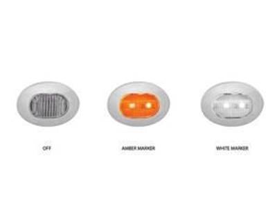 Mini Oval Button Dual Flatline Amber Marker / White Marker Led (2 Diodes)