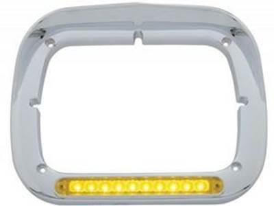 10 Led Single Headlight Bezel w/ Visor - Amber Led/Amber Lens
