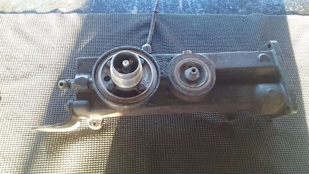 Cummins N14 Celect Oil Filter Housing With Oil Cooler. Cleaned And