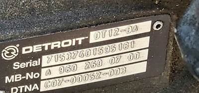 Used Detroit DT12-DA Auto Transmission **Missing Side Mounted Computer**