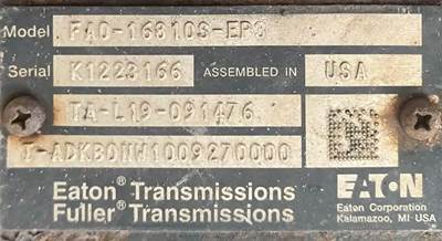 Used 10 Speed EAton Fuller FAO-16810S-EP3 TrAnsmission Out Of A 2018 Peterbilt