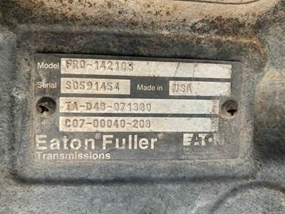 Make: Eaton/Fuller Model: FR0-14210B Serial Number: S0591454  TA-D46-071380