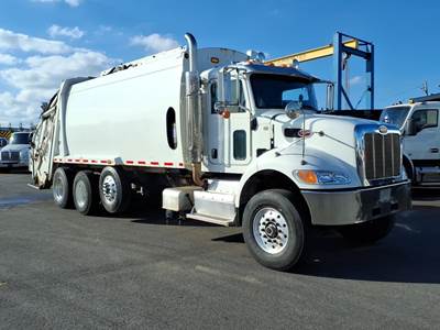 Peterbilt 382 Tri Axle Side Load Garbage Truck - Paccar, 350HP, Automatic