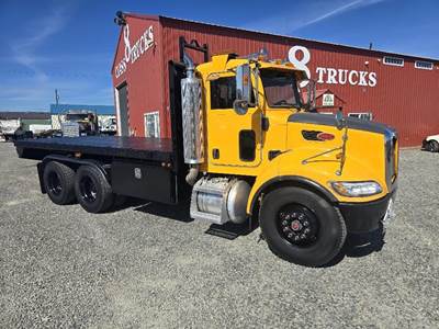 Peterbilt 335 Tandem Axle 18 ft Flatbed Truck - 300HP, 5 Speed Allison Rds Automatic