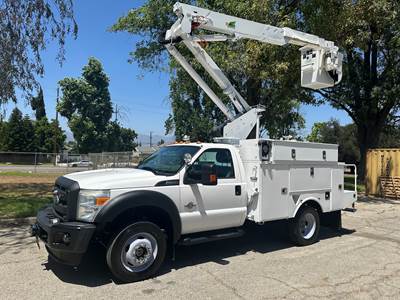2015 Ford F-550 4x4 Bucket Truck with Altec AT-37G Boom, Recent Boom Certification