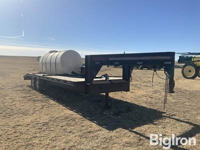 1996 TravAlong T/A Gooseneck Flatbed Trailer w/1000-Gallon Tank