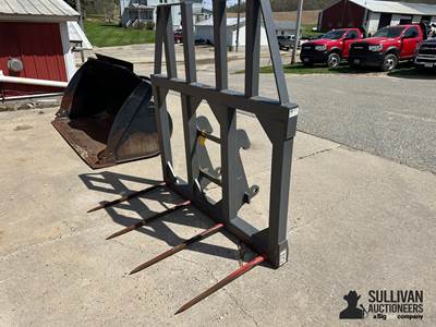 Used 2022 Berlon BSCWL Bale Fork Wheel Loader Attachment, 4 Tines, 36" Long Quick Attach