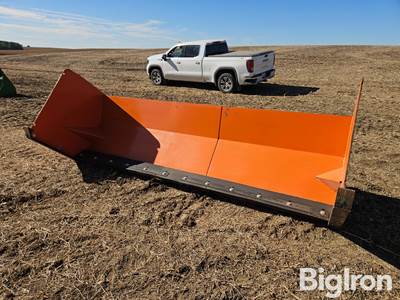 12' Snow Pusher Wheel Loader Attachment, Rubber Blade, Universal Bucket Mount