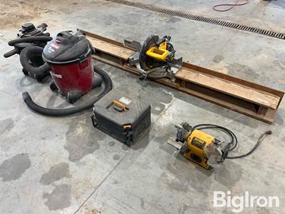 Dewalt Miter Box, Miter Bench Grinder, Shop Vacs, & Toolbox