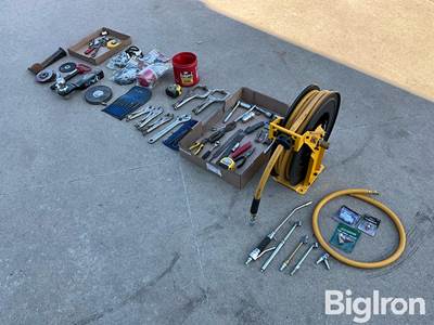 DeWalt Pneumatic Hose Reel, Cornwell Punches & Bearing Packer, & Other Tools
